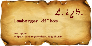 Lamberger Ákos névjegykártya